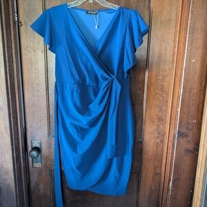 Elegant Blue Wrap Dress